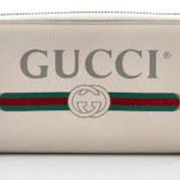 Gucci Printed Logo Leather Zip Around Wallet in White - Picture 2 of 4